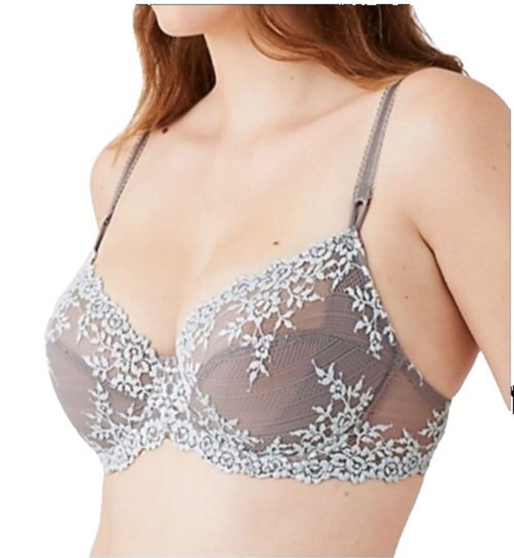 Wacoal 65191 Gray & Pink Embrace Lace Underwire Bra  Size 32DD
